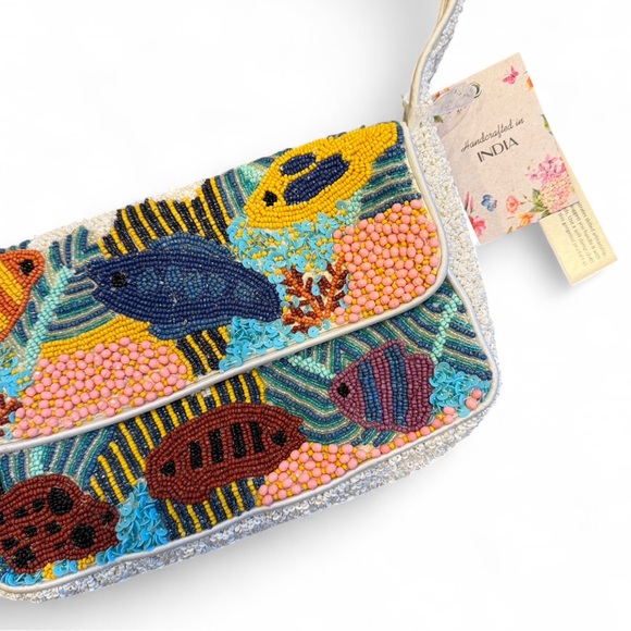 Viral Fish Sea Beaded Bag NWT - Picture 5 of 9